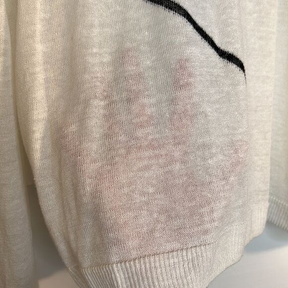 Comptoir des Cotonniers Thin White Sweater with Black Lines Size XL - Picture 8 of 8